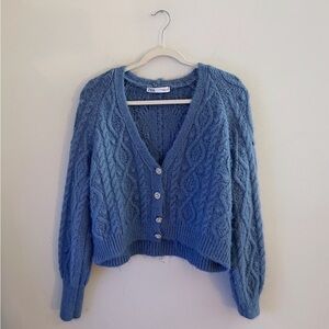 Zara CableKnit Blogger Favorite Cardigan Sweater Oversized Statement Preppy Fall